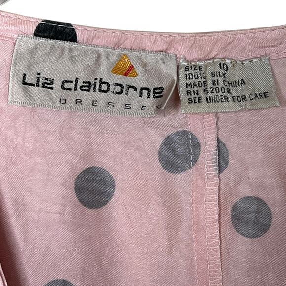 Liz Claiborne Vintage 80s Silk Pleated Polka Pot V-Neck Short Sleeve Jumpsuit 10 - Picture 10 of 10